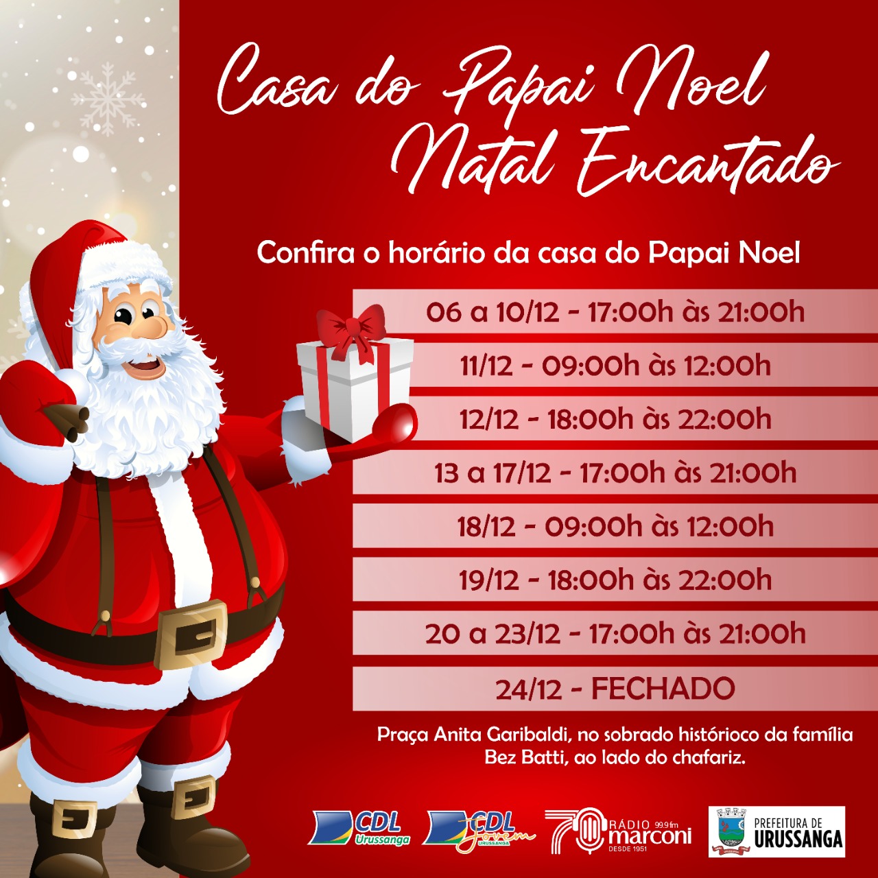 Programação do Natal Encantado Inicia Nesta Quinta Feira Com a Chegada do Papai  Noel em Sangão – Sul em Destaque