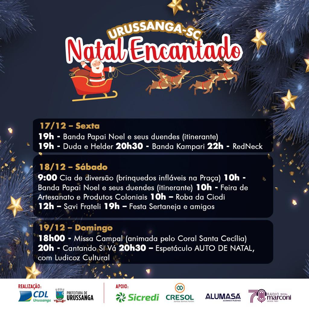 Programação do Natal Encantado Inicia Nesta Quinta Feira Com a Chegada do Papai  Noel em Sangão – Sul em Destaque