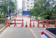 Lauro Müller: Ponte sobre o Rio Rocinha permanece interditada por tempo indeterminado