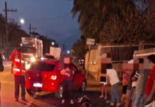 Colisão entre carro e motocicleta deixa duas pessoas feridas na SC-108, em Urussanga