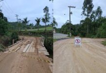 Ponte do Rio Palmeira Alta é interditada após danos estruturais